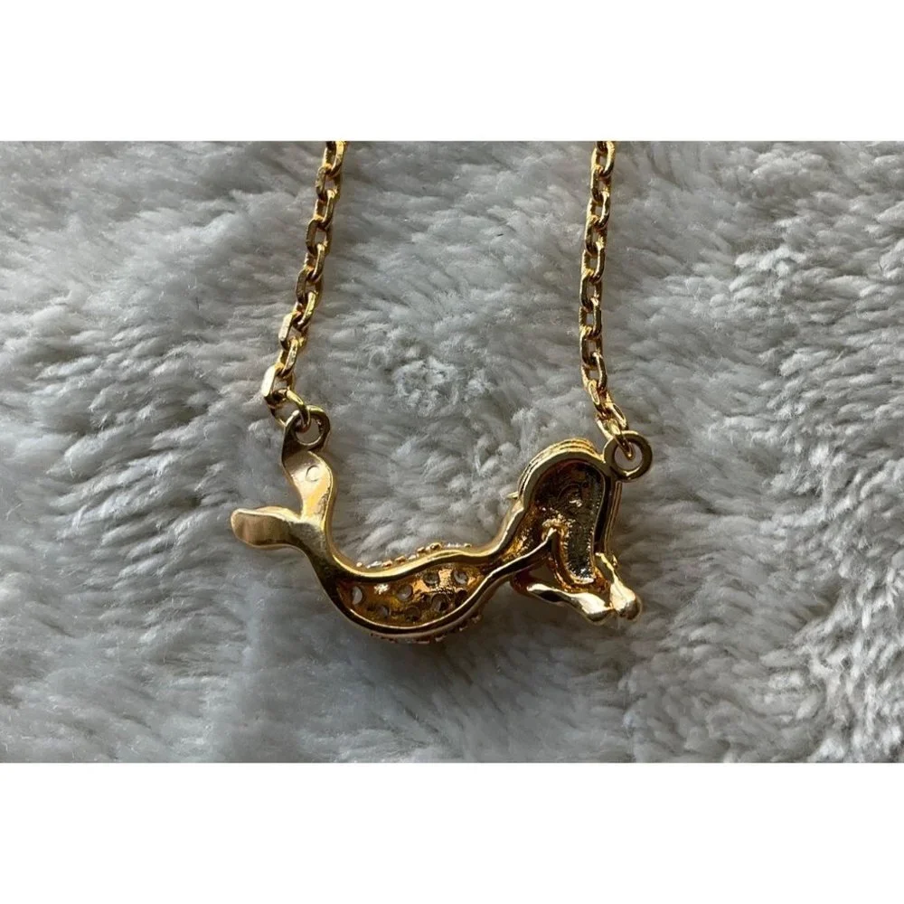 New Mermaid necklace stainless steel with crystal's in gold color - Picture 5 of 6